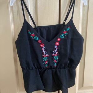 shein embroidered cropped tank top